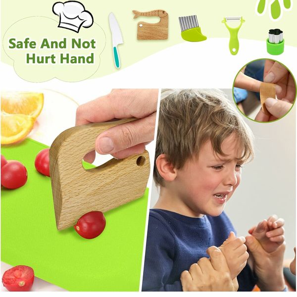 28PC Montessori Kitchen Tools Kids Cooking Safe Knives Educational Birthday Gifts Boys Girls Gifts