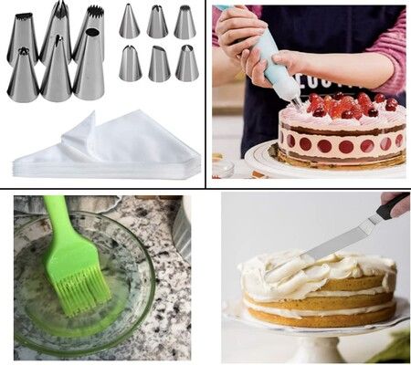 194Cake Square Pan Sets for Baking Cake Decorating  4 Springform Pans Set , Icing Tips, Cake Leveler CheeseCake Pan