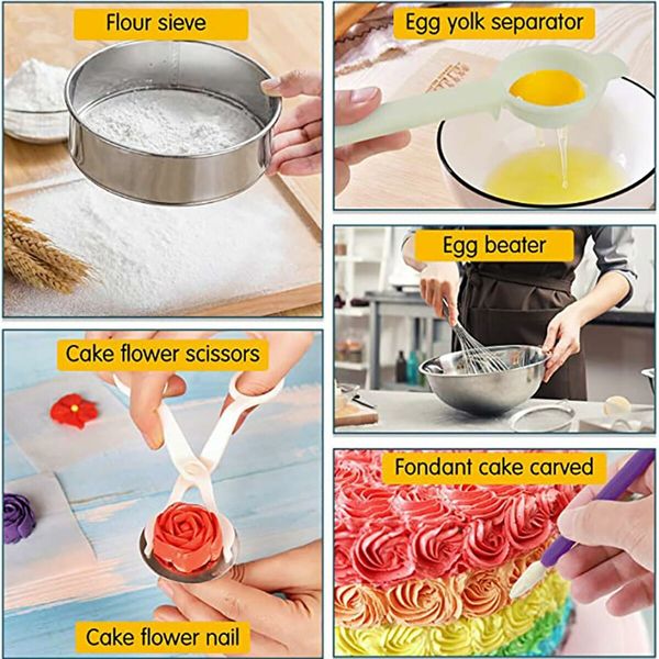 468PC Cake Decorating Supplies Kit Baking Tools 4 Tier LED Stand 3 Springform Pans Turntable Piping Tips Spatulas