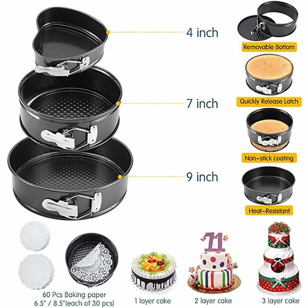 468PC Cake Decorating Supplies Kit Baking Tools 4 Tier LED Stand 3 Springform Pans Turntable Piping Tips Spatulas