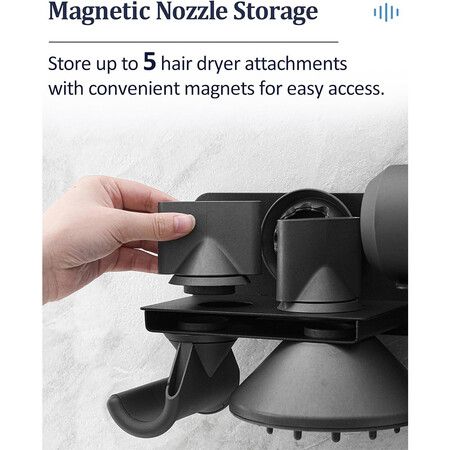 Hair Dryer Holder Wall Mount for Dyson Supersonic Airwrap Hair Dryer, Metal Blow Dryer Stand Attachments Storage for Bathroom and Salon, Black