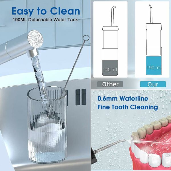 Water Flosser Cordless for Teeth Portable Power Dental Flossers Telescopic Water Tank for Home & Travel Oral Irrigator Cleaner Pick for Teeth