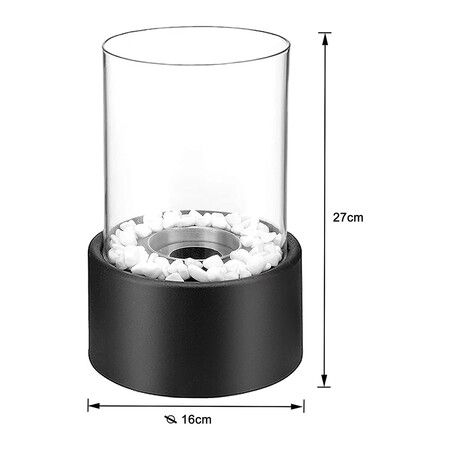 Tabletop Fireplace with Decorative Stones Stainless Steel Bioethanol Indoor Outdoor Table Fireplace for Living Room and Balcony Smokeless and Odourless