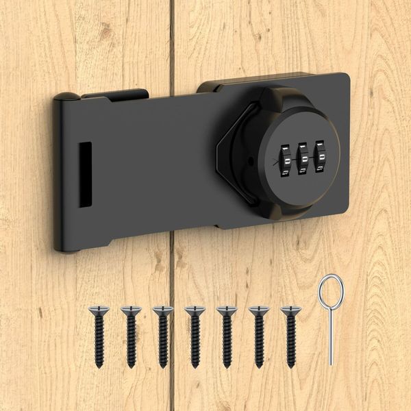 4.5inch Combination Latch Cabinet Lock Password Door Locks, 90/180 Degrees Combination Latches and Locks Keyless Hasp Lock Color Black