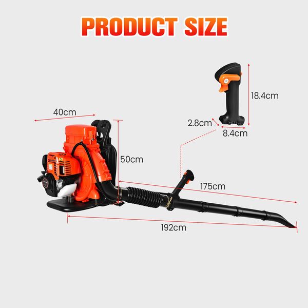 Petrol Leaf Blower Backpack 4 Stroke 38CC Cordless Grass Garden Lawn Yard Dust Debris Blowing Machine