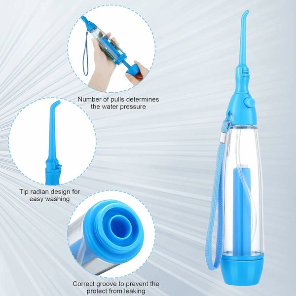 Water Dental Irrigator for Teeth Oral Irrigator Water Teeth Cleaner, Non-Electric Selection, Portable, Cordless Oral Irrigator, Manual Air Pressure, Simple Operation