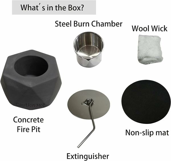 Mini Fire Pit, Tabletop Fire Pit Rubbing Alcohol Fireplace Smokeless Indoor Outdoor Fire Pit Portable Fire Concrete Bowl Pot Fireplace (Black)