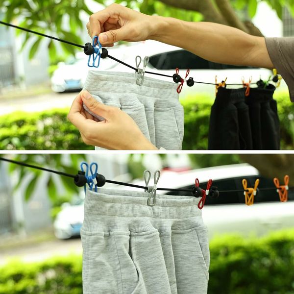 1.8 Meters Retractable Portable Clothesline for Travel,Clothing line with 12 Clothes Clips, for Indoor Laundry Drying line,Outdoor Camping Accessories