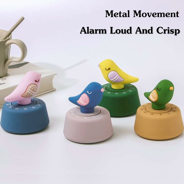 Cute Bird Timer for Kids, Mechanical Kitchen Timer, Wind Up 60 Minutes Manual Countdown Timer for Classroom, Home, Study and Cooking (Yellow Bird)