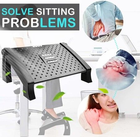 Ergonomic Foot Rest Under Desk, Adjustable Height Office Foot Rest for Under Desk at Work, Foot Rest Under Desk