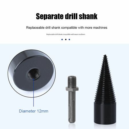 6Pcs 32/42mm Firewood Splitter Cone Drill Bit Round Hex Square Shank Wood breaker Split Woodworking Tools