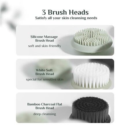 Electric Face Scrubber Facial Brush with Cleansing Station,Wireless Charging Face Brushes for Cleaning Face Brush Facial Scrubber with 3 Brush Heads