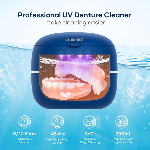 Ultrasonic UV Cleaner Dentures Aligner Retainer Cleaning Device Machine Whitening Tray for Jewelry Diamond Ring