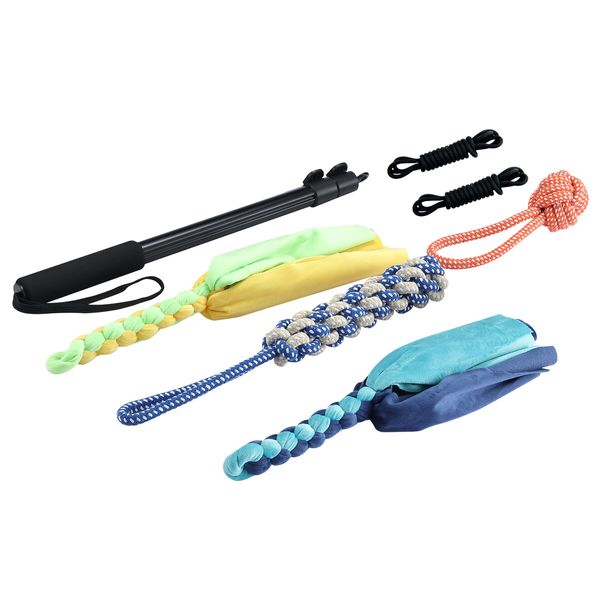 Dog Cat Toy Pet Play Interactive Flirt Pole Wand Retractable Training Exercise Tug Equipment Durable Teaser Chase Stick