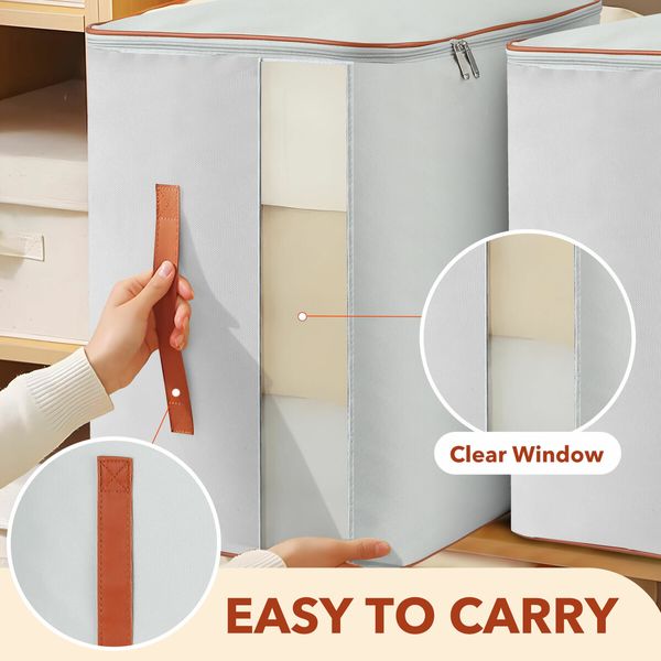 Storage Bag Container Clothes Organiser Foldable Wardrobe Closet Travel Garment Clothing Blanket Bin 78L with Handle