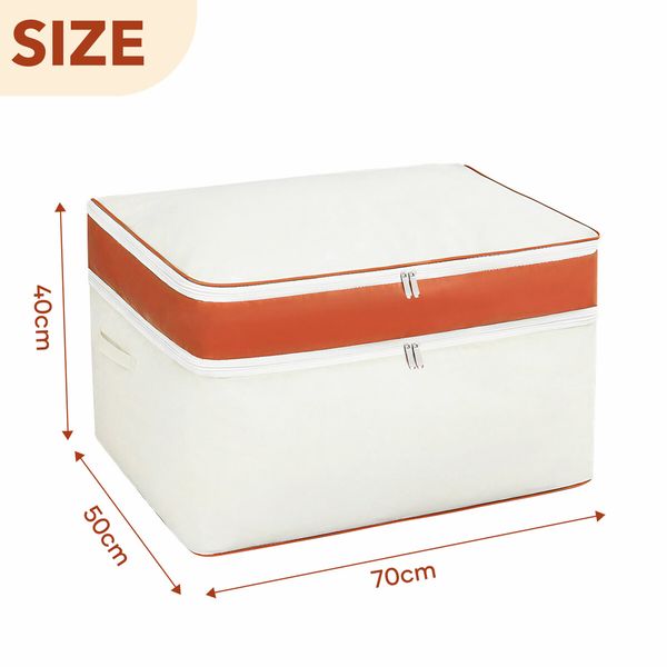 2 Layer Storage Bag Container Foldable Clothes Organiser Closet Wardrobe Garment Blanket Travel Clothing Bin 140L with Handle