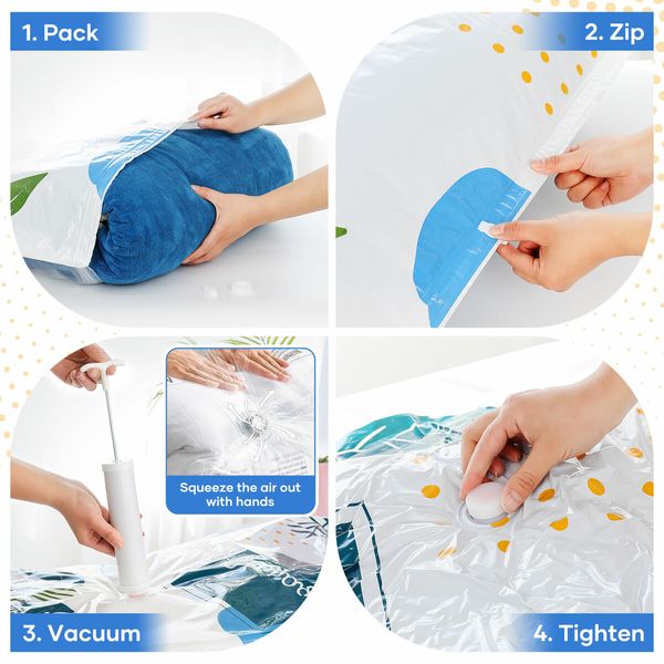 Vacuum Storage Bags 20Pcs Foldable Closet Wardrobe Organisers Containers for Clothing Sheets Pillows Toys with Pump