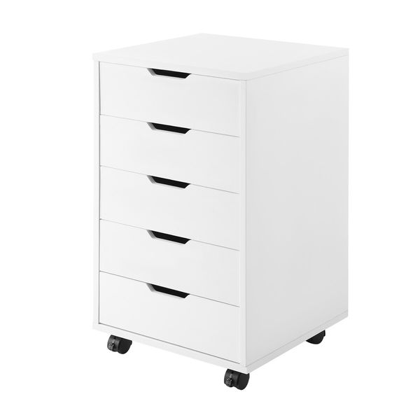 5 Drawer File Cabinet Mobile Filing Document Organiser Chest Home Office Storage Cupboard Printer Stand White 40x38x68cm