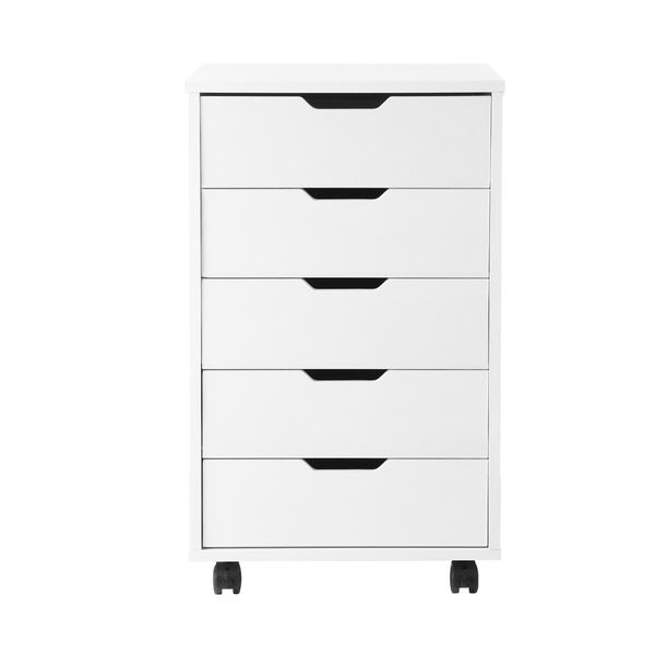 5 Drawer File Cabinet Mobile Filing Document Organiser Chest Home Office Storage Cupboard Printer Stand White 40x38x68cm