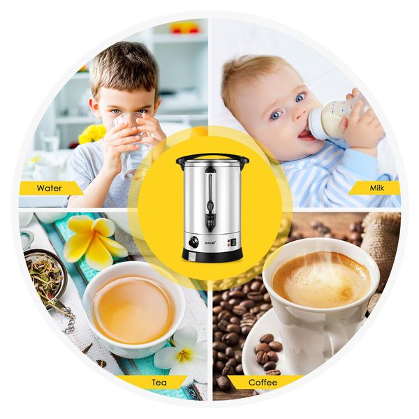 Maxkon 19L Water Dispenser Urn Instant Hot Cold Coffee Maker Machine Tea Kettle Home Commercial Stainless Steel with Tap