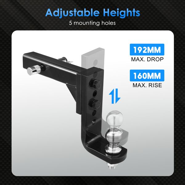 Adjustable Tow Bar Heavy Duty Car Caravan Vehicle Boat Drop Towing Ball Mount Tongue Trailer Hitch Receiver 4000kg 4WD