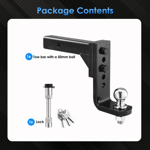 Adjustable Tow Bar Heavy Duty Car Caravan Vehicle Boat Drop Towing Ball Mount Tongue Trailer Hitch Receiver 4000kg 4WD