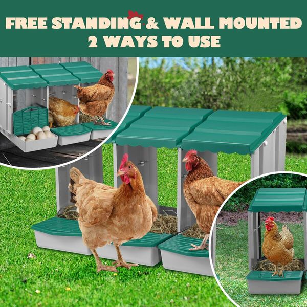 3 Hole Chicken Nesting Box Chook Hen Roll Away Laying Boxes Poultry Modular House Egg Coop Nest Perch Plastic