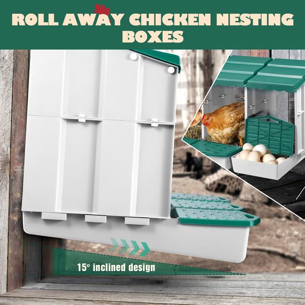 3 Hole Chicken Nesting Box Chook Hen Roll Away Laying Boxes Poultry Modular House Egg Coop Nest Perch Plastic