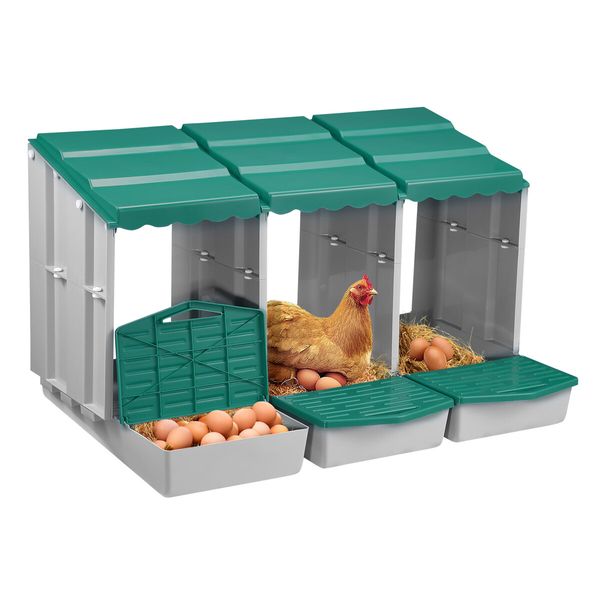 3 Hole Chicken Nesting Box Chook Hen Roll Away Laying Boxes Poultry Modular House Egg Coop Nest Perch Plastic