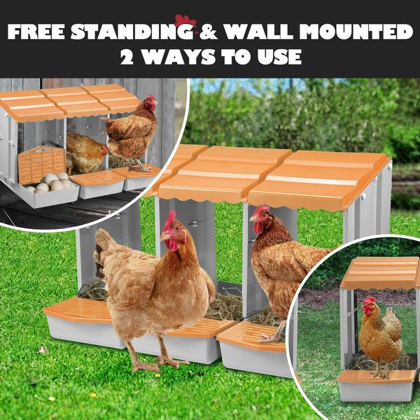 3 Hole Chicken Nesting Box Hen Chook Roll Away Modular Laying Boxes Poultry Perch Egg Coop Nest House Plastic