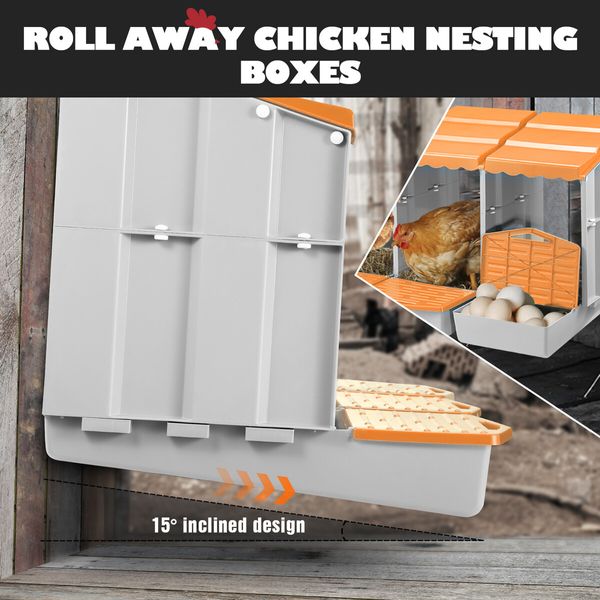 3 Hole Chicken Nesting Box Hen Chook Roll Away Modular Laying Boxes Poultry Perch Egg Coop Nest House Plastic