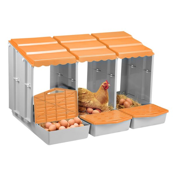 3 Hole Chicken Nesting Box Hen Chook Roll Away Modular Laying Boxes Poultry Perch Egg Coop Nest House Plastic