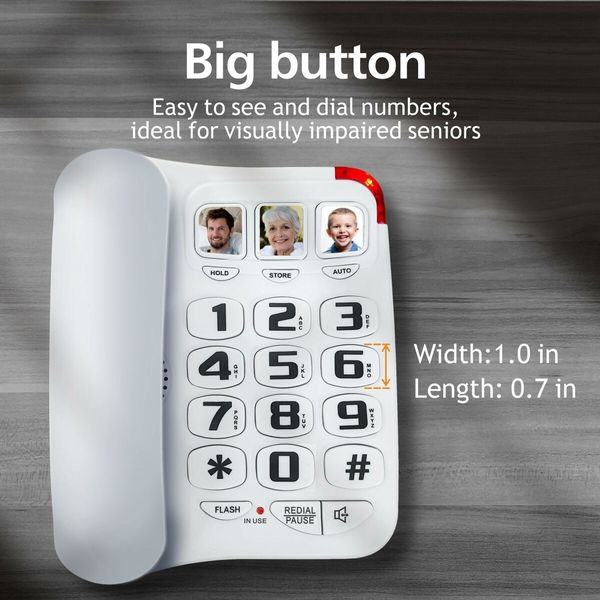 Landline Phones for Seniors Big Button Phone for Home with Picture Memory Speed Dial Function Suitable for Hearing Impaired Users