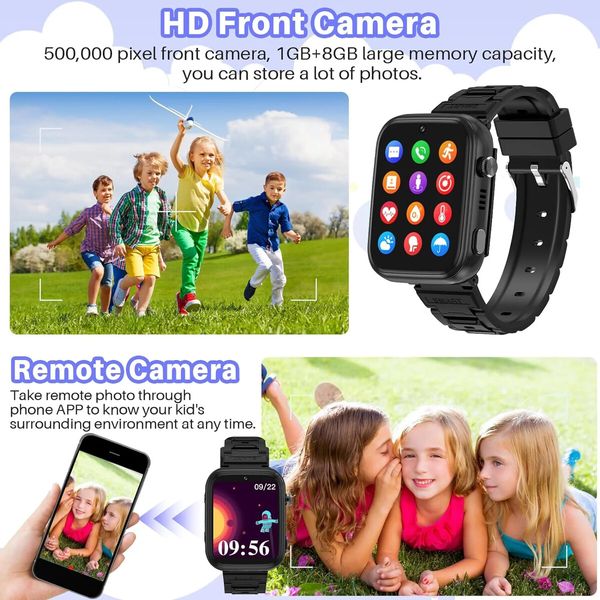 4G Smart Watch for Kids,GPS Tracker Watch,2- Way Calling,Camera,SOS,WiFi,Touch Screen Kids Phone Watch for Boys Girls Gifts,Black