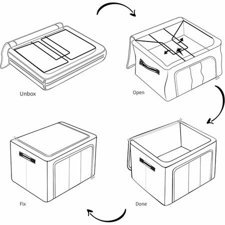 Storage Bins with Metal Frame - Stackable & Foldable Clothes Organizer Bags with Clear Window & Carry Handles Organization for Clothing(Grey)