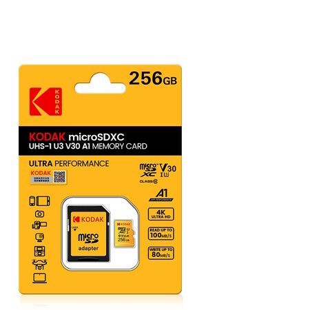 Kodak Micro SD 256GB  U3 Micro SD Card SD/TF Flash Card Memory Card  dash cams and surveillance camera  CCTV  with card adapter