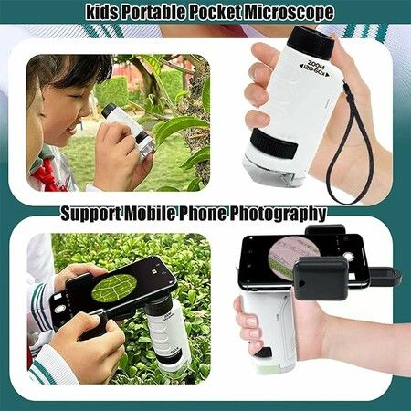 The Miniscope,Miniscope Kids,Mini Portable Microscope,Miniscope Portable Microscope Kids,Handheld Pocket Microscope for Scientific Experiment (White+Blue 2Pack)