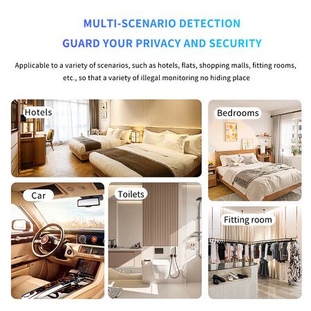 Portable Hidden Camera Detector Anti Spy Detector Bug Spy Camera Finder Anti-Peeping Infrared Scanning For Business,Office,Airbnb,Hotels,Bathroom Color White