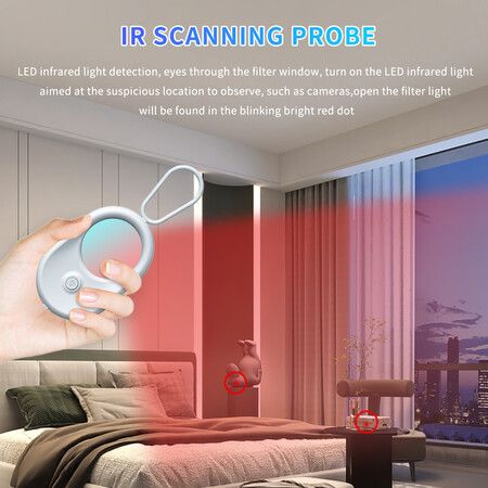 Portable Hidden Camera Detector Anti Spy Detector Bug Spy Camera Finder Anti-Peeping Infrared Scanning For Business,Office,Airbnb,Hotels,Bathroom Color White