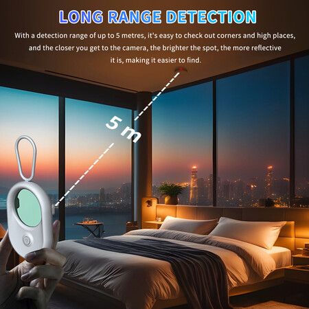 Portable Hidden Camera Detector Anti Spy Detector Bug Spy Camera Finder Anti-Peeping Infrared Scanning For Business,Office,Airbnb,Hotels,Bathroom Color White