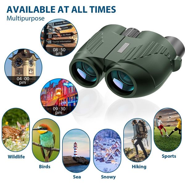 Binoculars 20x25 for Kids,High Power Easy Focus Binoculars with Low Light Vision,Compact Binoculars for Bird Watching and Travel (Green)