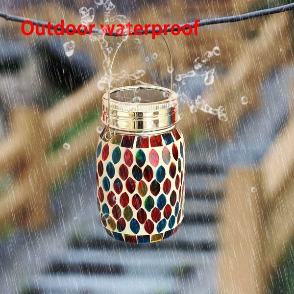 Mosaic Solar Lights Outdoor Hanging Lanterns, Rechargeable Mosaic Solar Lanterns, Outdoor Waterproof Solar Night Lights Table Lamps for Decorations