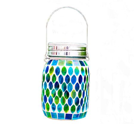 Mosaic Solar Lanterns Outdoor Hanging Lights, Solar Table Lamps and Cool Blue Color Mosaic Glass Lights, Outdoor Waterproof Solar Night Lights, Garden, Patio, Pathway and Yard Decor