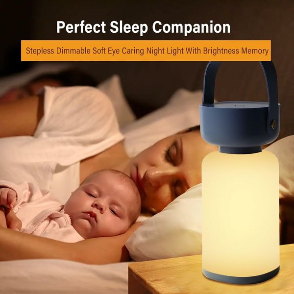 Bedside Touch Lamp, Dimmable Small Bedroom Lamp, 3 Brightness Levels, Rechargeable Night Light for Bedroom, Kitchen, Outdoor, Living Room, Study Room