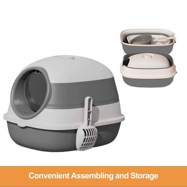 Cat Litter Box with Lid and UV, Portable Kitty Litter Box with Scoop, Private Space for Your Feline Friends