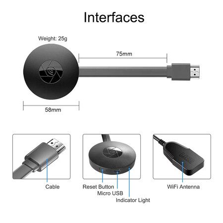 1080P Wireless HDMI Dongle Display Receiver Wireless TV Screen Mirror Display TV Cast Display For IOS Android Windows
