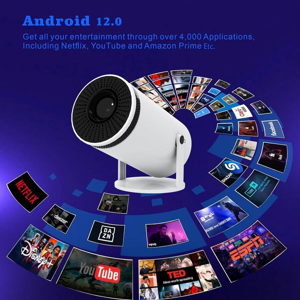 4K Portable Smart Projector Android 12 Dual Model Wifi1080P 1280*720P Home Cinema Outdoor Projetor