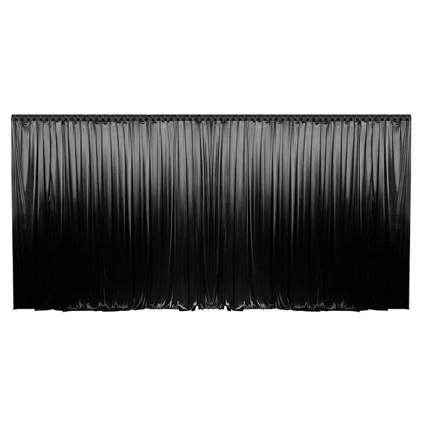 3x6m Black Backdrop Curtain Silk Drape Background Photo Party Wedding Birthday Stage Booth Venue Xmas Decoration