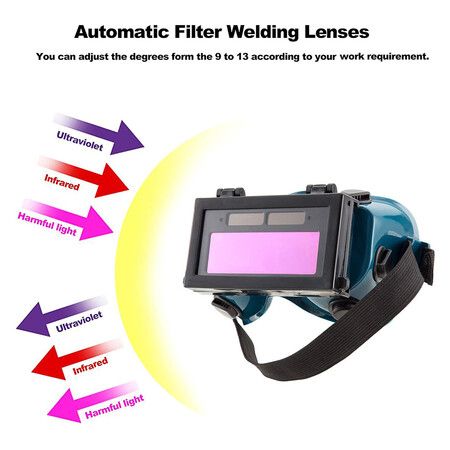 Auto Darkening Welding Goggles with Clear Inner Lenses Welding Helmet Solar Welder Eyes Glasses Flip Up Lens Eye Protection (Dark Green)