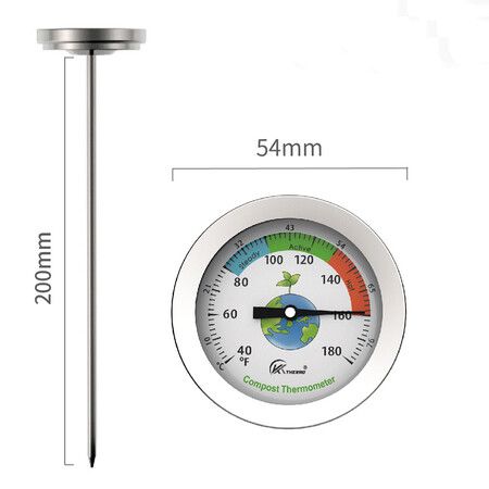 20cm Stainless Steel Compost Soil Thermometer Measuring Garden 40to180F Thermometers Outdoor